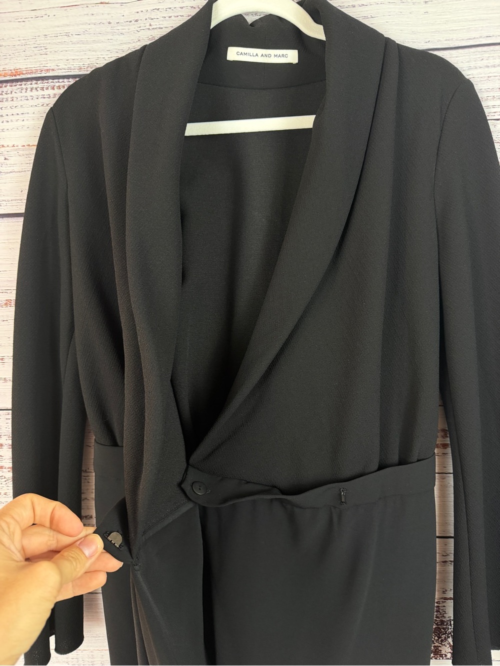 Camilla and Marc Black Wrap Front Belted Jumpsuit XS - Picture 5 of 6